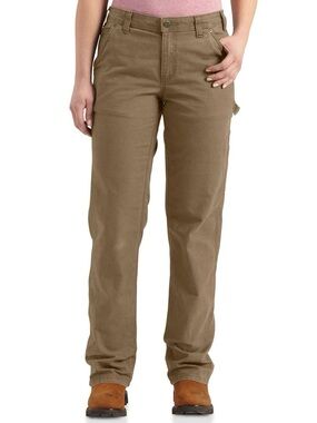 NWT Carhartt Women's Rugged Flex loose fit  canvas work pants Khaki Brown size 6